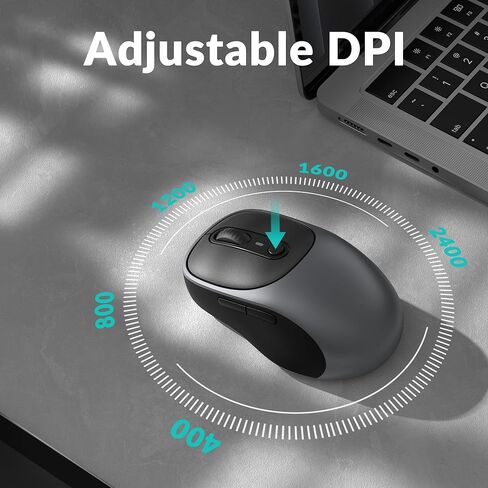 Keychron BM24 Wireless Mouse, 2400 DPI Quiet Clicks, 2.4 GHz/Bluetooth 5.2/Wired with Programmable Buttons, Long Battery Life for Laptop PC/Mac/Windows - Space Gray in Saudi Arabia