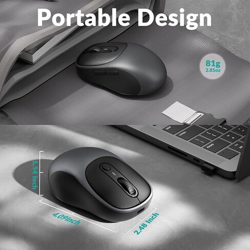 Keychron BM24 Wireless Mouse, 2400 DPI Quiet Clicks, 2.4 GHz/Bluetooth 5.2/Wired with Programmable Buttons, Long Battery Life for Laptop PC/Mac/Windows - Space Gray in Saudi Arabia
