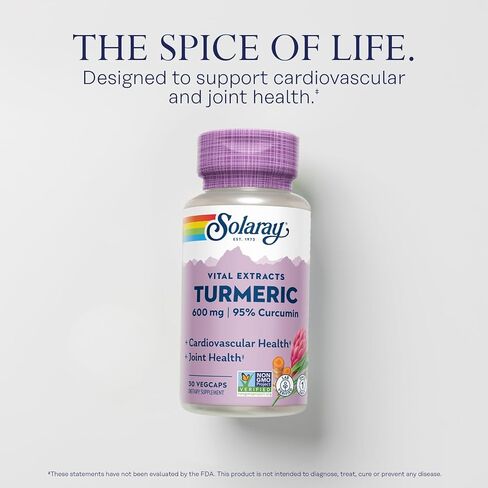 SOLARAY Turmeric Root Extract 600mg | One Daily | Healthy Joints, Cardiovascular System Support | Guaranteed Potency | 60 VegCaps in Saudi Arabia