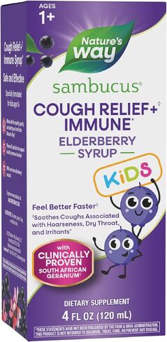 Melissa & Doug Sambucus Relief Kid's Cough Syrup with Elderberry, Vitamin C, Zinc, and South African Geranium, 8 Fl. Oz in Saudi Arabia