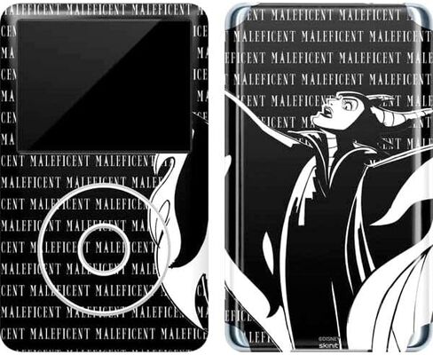 ملصق Skinit لمشغل MP3 متوافق مع iPod Classic (الجيل السادس) 80 جيجابايت - تصميم Disney Villains Maleficent باللونين الأبيض والأسود المرخص رسميًا in Saudi Arabia