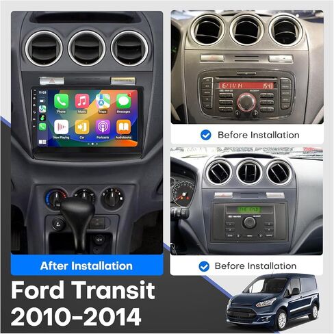 Car Stereo for Ford Transit Connect 2010 2011 2012 2013 Radio Upgrade 10 inch IPS Touch Screen with Wireless Carplay Android Auto AHD Back up Camera GPS Navigation SWC in Kuwait