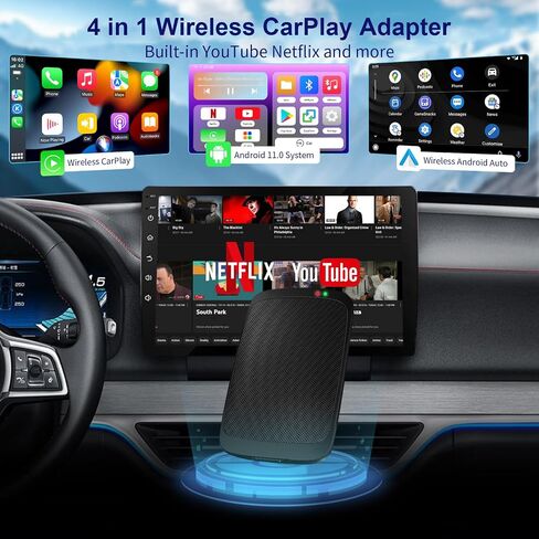 Magic Box 3.0 Support YouTube/Netflix, 2025 Upgraded 4 in 1 Wireless CarPlay Adapter, Smart Netflix carplay Adapter Ai Box, Car Video Box in Saudi Arabia