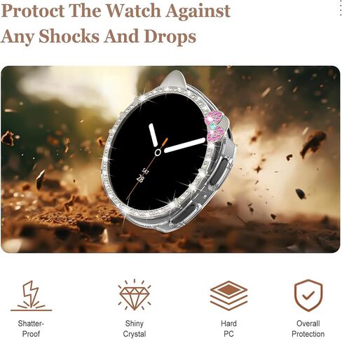 Bling Case for Samsung Galaxy Watch 8 Screen Protector 40mm 44mm for Women,Hard PC Cover Protective Film Full Protection Bumper for Samsung Galaxy Watch 8 Case 40 44 mm in Saudi Arabia