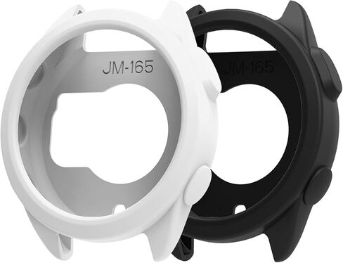 حافظة FitTurn مكونة من قطعتين لساعة Garmin Forerunner 165، حافظة بديلة من السيليكون بأكمام نحيفة، غطاء حماية من السيليكون المضاد للخدش لملحقات Forerunner 165 (أبيض، أسود) in Kuwait