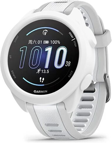 حافظة FitTurn مكونة من قطعتين لساعة Garmin Forerunner 165، حافظة بديلة من السيليكون بأكمام نحيفة، غطاء حماية من السيليكون المضاد للخدش لملحقات Forerunner 165 (أبيض، أسود) in Kuwait