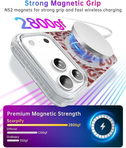 SCORPIFY for iPhone 17 Pro Case [Compatible with MagSafe] with Colorful Pearl Iridescent Design, Cute Clear Magnetic Phone Cover for Women Girls and Men, Bumper with Mother of Pearl Shell Pattern in Saudi Arabia
