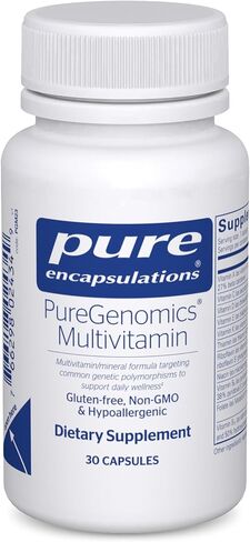مغلفات نقية PureGenomics Multivitamin - مكمل لدعم المتطلبات الغذائية للتغيرات الجينية الشائعة - مع فيتامين A، B، C، D، E، K والمعادن - 60 كبسولة in Saudi Arabia