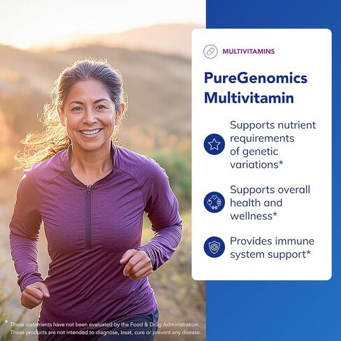 مغلفات نقية PureGenomics Multivitamin - مكمل لدعم المتطلبات الغذائية للتغيرات الجينية الشائعة - مع فيتامين A، B، C، D، E، K والمعادن - 60 كبسولة in Saudi Arabia