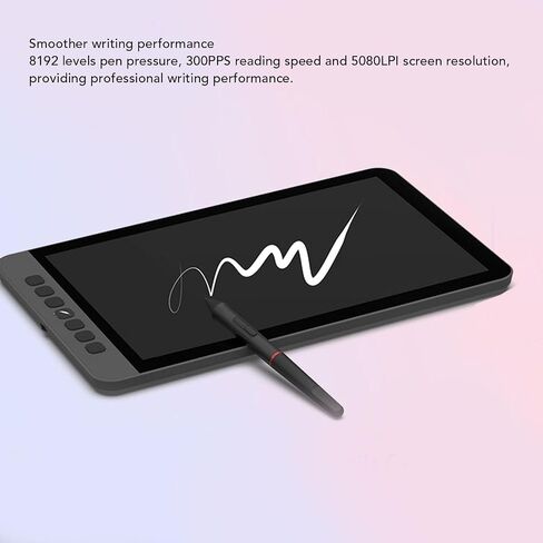 تابلت رسومي 11.6 بوصة مع شاشة، تابلت فني مع 6 مفاتيح اختصار، 8192 مستوى لضغط القلم، 100 بالمائة sRGB، بدون قلم بطارية، للكمبيوتر الشخصي in Saudi Arabia