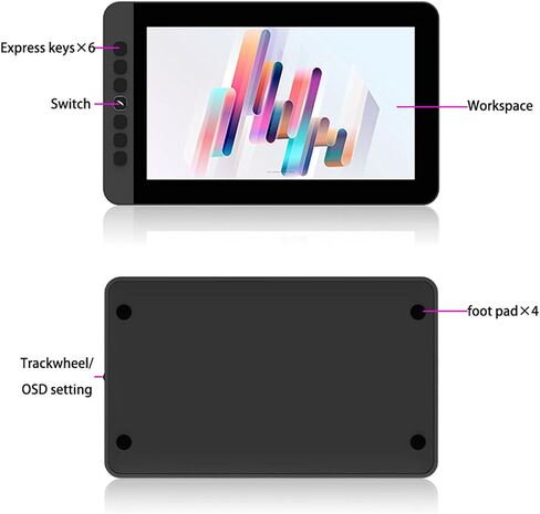 11.6Inch Drawing Tablet with Screen, Digital Art Graphic Tablet with No Battery Stylus, Tilt Function, 6 Shortcut Keys for Paint, Design, Illustration, Editing, for PC in Saudi Arabia