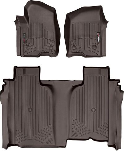 Weathertech Custom Fitliners Floirlers for Silverado 1500 ، Silverado 2500HD/3500HD ، Sierra 1500 ، Sierra 2500HD/3500HD ، Silverado 1500 Ltd ، Sierra 1500 Limited-1st & 2nd Row (441436-1-4) ، Black in Saudi Arabia