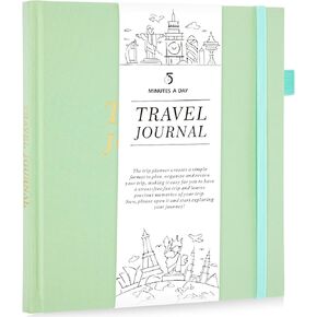 5 MINUTES A DAY Travel Journal for Women, Adventure Book for 20 Trips, Travel Journal Notebook Diary for Traveler, Vocation Planner, Travel Gifts(126 Pages, Dark Green)