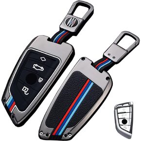 حافظة غطاء مفتاح معدنية ثقيلة من OLLEN، تناسب سلسلة BMW 5 6 7 X1 X2 X3 X5 X6 GT، حافظة حماية كاملة لمفتاح Fob، شكل شفرة، فضي (قطعة واحدة)