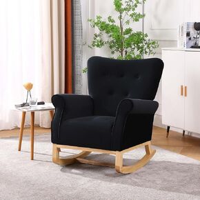 Nicbex High Back Rocking Chair Nursery Glider Chair for Nursery Velvet Upholstered Baby Rocking Chair Baby Glider Rocker,Purple