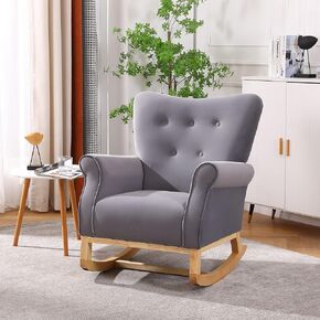 Nicbex High Back Rocking Chair Nursery Glider Chair for Nursery Velvet Upholstered Baby Rocking Chair Baby Glider Rocker,White