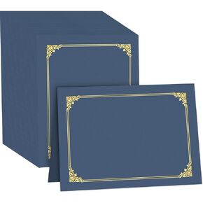 HAUTOCO 90 Pack Certificate Holders, Navy Blue Diploma Holders, Document Award Covers Certificate Folders with Gold Foil Border for 8.5x11 Letter Size