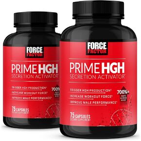FORCE FACTOR Prime HGH Secretion Activator, 2-Pack, HGH Supplement for Men with AlphaSize to Help Trigger HGH Production, Increase Workout Force, & Improve Performance, 150 Capsules