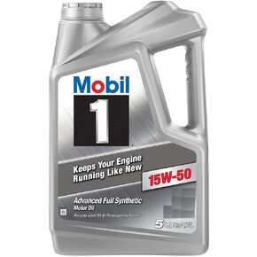 Mobil 1 15W-50 Advanced Full Synthetic Motor Oil, 5 qts