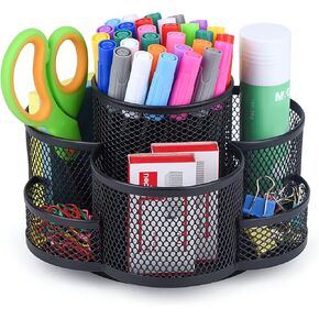Pen Holder for Desk, Rotating Pencil Holder, Cup Holder for Desk Office, Pen Organizer in Black