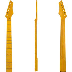 Ogdni Electric Guitar Neck 22 Frets Maple Fingerboard for ST Guitar Parts Replacement Yellow