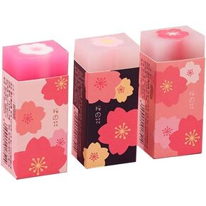 3Pcs Pink Lovely Cherry Blossoms Rubber Erasers Petal Sketch Painting Pencil Correction Tool Japanese Atationery Supplies School Office Stationery Supply Standard Pencil Erasers