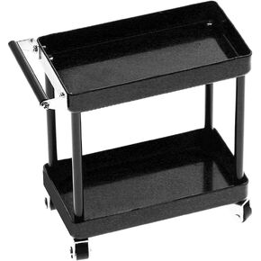 Cart Shelf, 2 Tier Metal Tools Trolley Superb Craftsmanship Easy To Assemble and Disassemble for Placing Bolts,Screws(black)