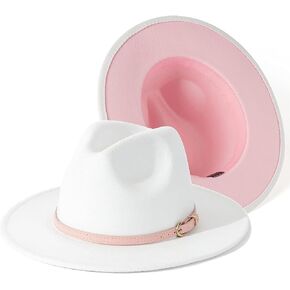 Lisianthus Womens & Mens Fedora Hats Two Tone Felt Dress Panama Hat