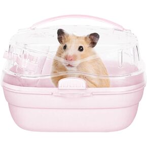 KAMEIOU White Travel Small Animals Hamster Hedgehog Guinea Pig Carrier Cage for Hamsters Hedgehogs Ferret Guinea Pig Carrier Travel Cage with Handle Breathable Small Animal Guinea Pig Car Cage Carrier