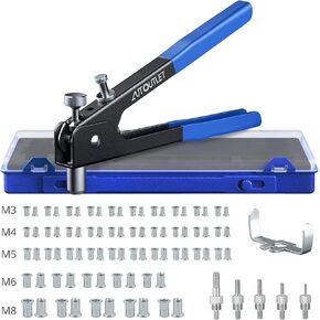 Autoutlet 8 "برشام الجوز بندقية 100 جهاز كمبيوتر شخصى M3 M4 M5 M6 برشام الجوز الثقيلة اليد برشام الجوز أداة الخيوط إدراج أداة مجموعة مع نظام إعداد الجوز برشام الجوز أداة واضعة عدة in Kuwait