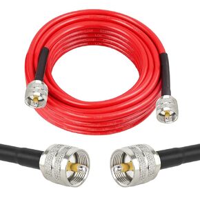 MOOKEER RG8x Jumper Cable 3ft,2 Pack PL259 Jumper Cable,CB Coax Cable 50 Ohm,UHF PL259 Male to Male Low Loss CB Antenna Cable for HAM Radio,Antenna Analyzer,Dummy Load,SWR Meter