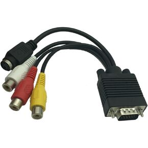 DONG VGA to RCA Cable, VGA to Video TV Out S-Video AV Adapter RCA Female Converter Cable