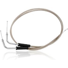 CHIFUN Motorcycle Throttle Idle Cable Braided Wire Kit Stainless Steel 51" Long Throttle Gas Cable Compatible with Harley Dyna Softail XL 883 1200 Fat Boy Heritage Road King