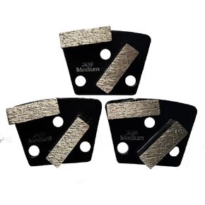 3 Pcs Trapezoid 3 Hole Genenal Sintering Diamond Grinding Disc Block Medium for Concrete Epoxy Floor Grinding Machine (30#)