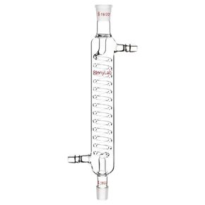 stonylab Glass Graham Condenser with 19/22 Joint 300 mm Jacket Length Lab Borosilicate Glass Condenser