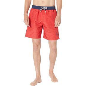 U.S. Polo Assn. USPA Contrast Waistband Swim Shorts Red Heather MD