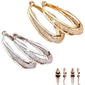 2 Pairs Lymphatic Drainage Slimming Hoop Earrings, Hypoallergenic Earrings,Lightweight Nickel-Free Cartilage Earrings for Girls