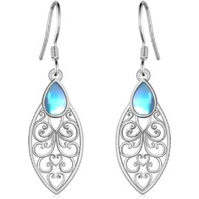 Filligree Moonstone Earrings 925 Sterling Silver Moonstone Earrings for Women Moonstone Jewelry Gifts for Women Girls