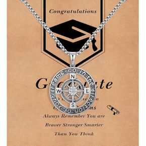 Graduation Gifts for Him 2024, Compass Necklace for Men Boys, Senior High School Graduation Gifts for Boys College Graduation Gifts for Men Son Grandson Friends Classmates Students Brother Boyfriend Class of 2024 Necklace Mens Jewelry Gifts for 2024 Gradu