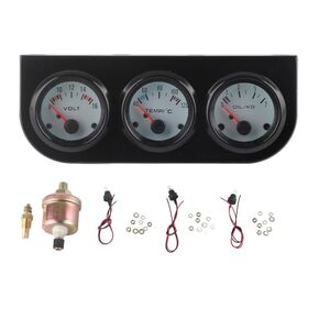 Triple Gauge Set, Universal Car Triple Gauge Kit Water Temp+Volts+Oil Pressure Meter 52mm Instrument