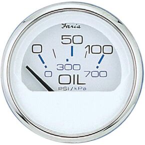 Faria Beede Faria 13802 Chesapeake Stainless Steel Oil Pressure Gauge (80 PSI) - 2", White
