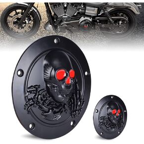 Sresk 3D Skull 5 Hole Motorcycle Derby Cover Timer Engine Timing Covers Protector for Harley Softail 1999-2014 Big Twin Cam EVO Touring Road King Electra Glide FLHR FLHX FXST Dyna (Chrome B)
