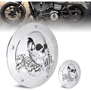 Sresk 3D Skull 5 Hole Motorcycle Derby Cover Timer Engine Timing Covers Protector for Harley Softail 1999-2014 Big Twin Cam EVO Touring Road King Electra Glide FLHR FLHX FXST Dyna (Chrome B) in Kuwait