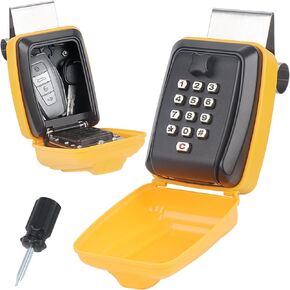Lifronkit Car Key Lock Box, Yellow Punch Button Combination Lock Box, Car Window Lock Box Wall Lock Box, Sturdy Waterproof Security Lock Box for Keys, Credit Cards, Fit for Turo, Ride Share, GetAround