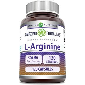 Amazing Formulas L-Arginine Supplement | 500 Mg Per Serving | Capsules | Amino Acid Supplement for Men & Women | Non-GMO | Gluten Free | Made in USA (500 Count)