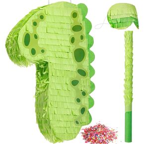 Poen 16 Inch Dinosaur Pinata Number Pinata for Boys Birthday Party Supplies with Bat and Eye Mask for Dinosaur Birthday Party Dino Decorations, Animal Theme Party Supplies (4)
