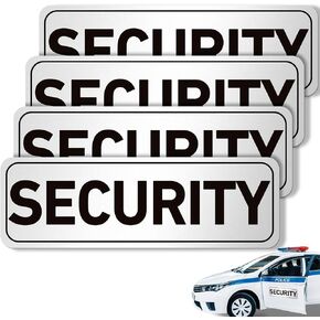 Skyygemm 4 Pcs Security Car Magnetic Signs Reflective Security Heavy Duty Signs for Vehicles Magnetic Truck Signs Waterproof Security Officers Magnetic Decals for Patrol(White with Black Border)