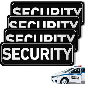 Skyygemm 4 Pcs Security Car Magnetic Signs Reflective Security Heavy Duty Signs for Vehicles Magnetic Truck Signs Waterproof Security Officers Magnetic Decals for Patrol(White with Black Border)