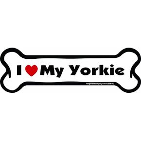 Imagine This Bone Car Magnet, I Love My Yorkie, 2-Inch by 7-Inch