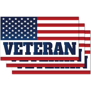 GEEKBEAR American Flag Veteran Car Magnet (Flag, 3 Pack) - Reflective Waterproof Magnetic Sign - 7 x 4 in